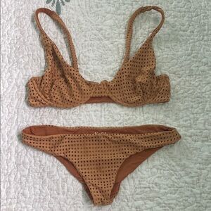 Acacia Swimwear Tan Textured Bikini Set